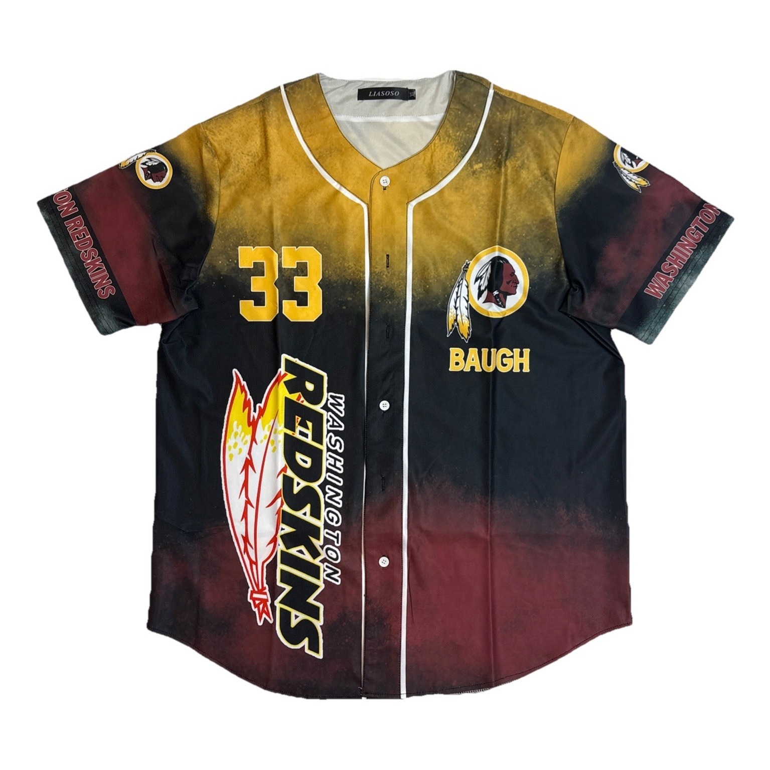 Liasoso Washington Redskins #33 Baugh Metallica Custom Jersey Men's Size Xl